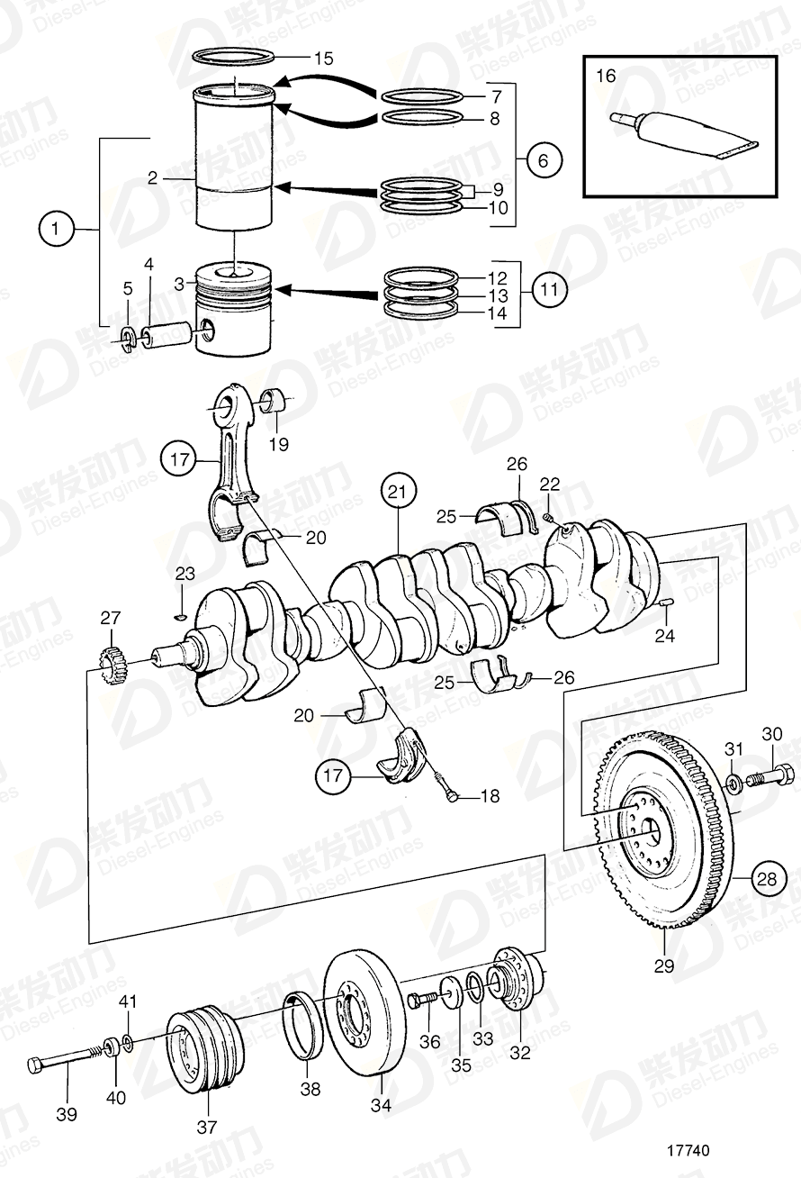 VOLVO Cylinder liner kit 877360 Drawing